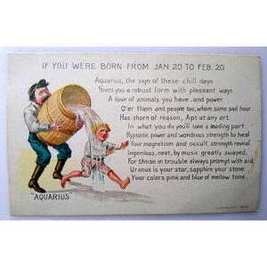 Fortune Fantasy Postcard Horoscope Sign Astrology Aquarius Poem 1907 Minard